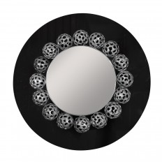 Circular black glass mirror