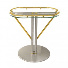 Nickel and brass pedestal base side table