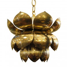 Small brass lotus form pendant ceiling fixture