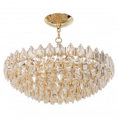 Tiered brass and crystal chandelier