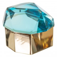 Faceted aquamarine Murano glass box