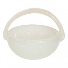 Pearly white Murano glass basket 