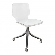 Rolling lucite chair with upholstered seat