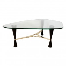Rare asymmetrical beveled top coffee table