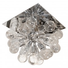 Chrome flush mount fixture with glass globe cluster