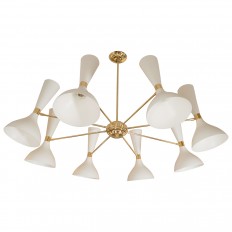 Eight-Arm Brass Chandelier with Spotlight Shades