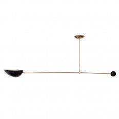 Single arm brass and black enamel ceiling fixture