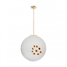 Spherical opaque glass pendant with dot design