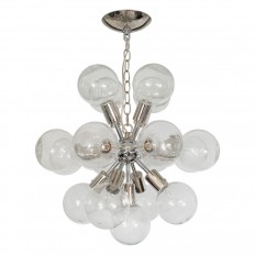 Nickel sputnik ceiling fixture featuring clear shades