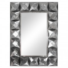 Rectangular mirror with deep grey glass jewel surround